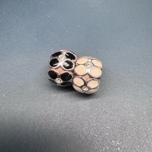 Elegant Black and Cream Floral Bead Charm Set